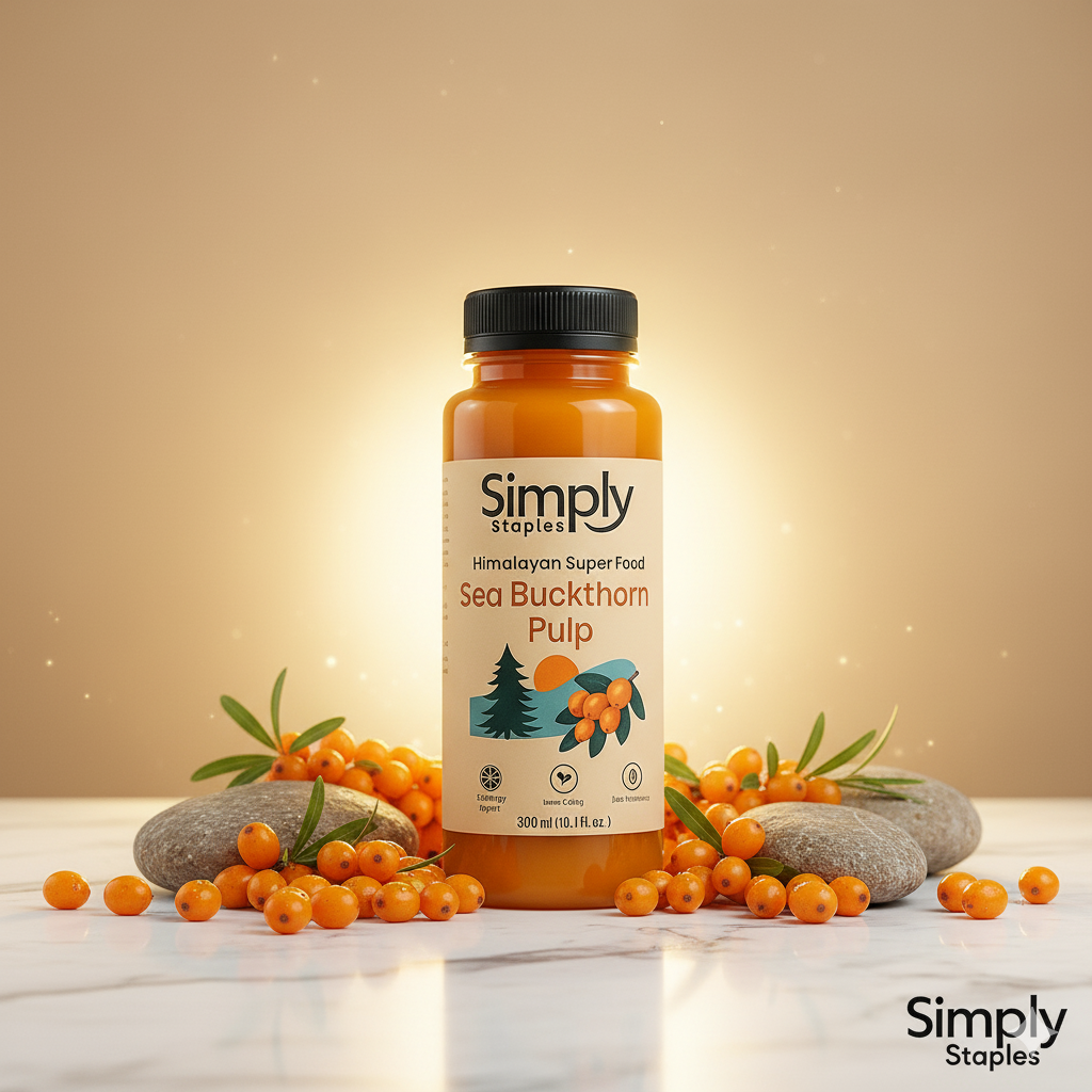 Simply Staples Sea Buckthorn Pulp 300 ml - Rich in Vitamin C, Omega 3,6,7 and 9 and Antioxidants)
